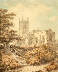 Aspecto sudeste da igreja em Odell de Thomas Hearne