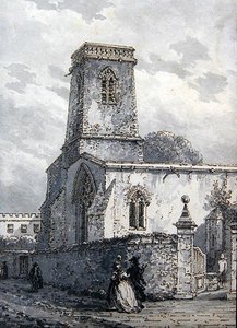 São Pedro na Igreja do Leste (tinta castanha e lavagem cinzenta) de Thomas Hearne
