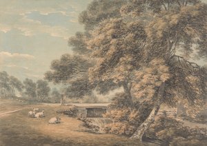 As Árvores e o Rio no Parque em Coleorton Hall, Leicestershire de Thomas Hearne