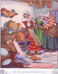 E até estragou as conversas das mulheres (litografia a cores) de Thomas Heath Robinson