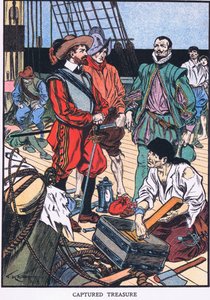 Tesouro capturado (litografia a cores) de Thomas Heath Robinson