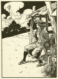 Franklin e o seu papagaio (gravura) de Thomas Heath Robinson