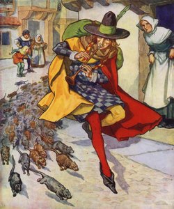 Ilustração para O Flautista de Hamelin (litografia a cores) de Thomas Heath Robinson