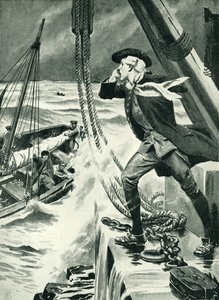 John Smeaton a trabalhar no seu farol (litografia)