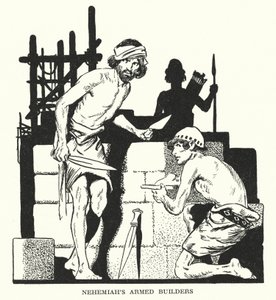 Os construtores armados de Neemias (litografia)
