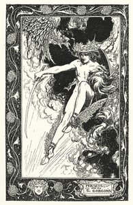 Perseu e as górgonas (litografia) de Thomas Heath Robinson