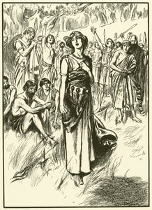 A rainha Boadicea e os seus soldados (gravura) de Thomas Heath Robinson