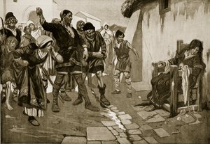 O banco de Cucking na época normanda, ilustração de "Hutchinson