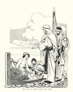 O chamamento de Pedro, Tiago e João (litografia) de Thomas Heath Robinson