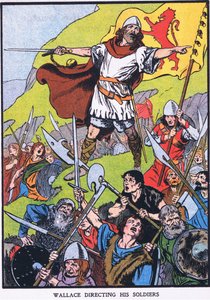 Wallace a comandar os seus soldados (litografia a cores) de Thomas Heath Robinson