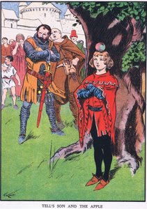 O filho de Guilherme Tell e a maçã (litografia a cores) de Thomas Heath Robinson
