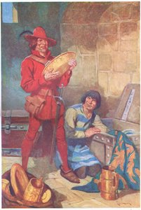 Sem perda de tempo, os dois saquearam o armazém de chapa dos xerifes (litografia a cores)