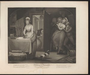 Ingetogen en losbandige dienstmeiden
Placa 1. The Modest Girl and the Wanton/ Fellow Servants in a Gentleman