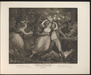 Empregada dissoluta se divertindo em um pub Placa 7. A Devassa se divertindo com seus companheiros (título no objeto) Virtude e Deboche (título da série) Diligence & Dissipation (título da série no objeto)