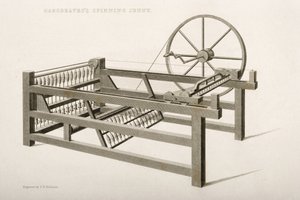 The Spinning Jenny, inventado por James Hargreaves em 1764, 1835 de Thomas Henry Nicholson