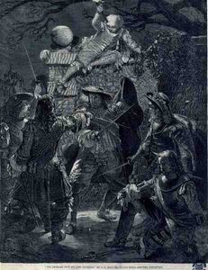 The Outrage Upon Sir John Coventry (d.1682), 21 de Dezembro de 1670 (gravura) de Thomas Herbert (after) Maguire