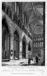 Interior de Poets Corner, Abadia de Westminster, Londres, 1817.
