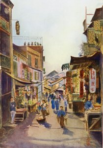 Uma rua em Macau (cor litho) de Thomas Hodgson Liddell