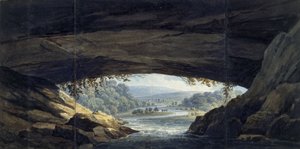 Interior da gruta de Porth yr Ogof (aguarela sobre papel)