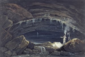 Abertura da gruta em Porth yr Ogof (aguarela sobre papel)
