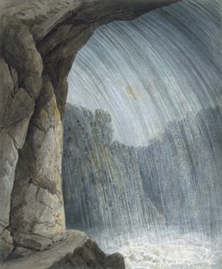 Sob a cascata (aguarela e giz sobre papel) de Thomas Hornor