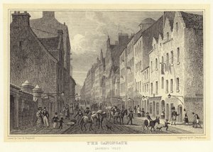 O Canongate, olhando para Oeste (gravura) de Thomas Hosmer (after) Shepherd