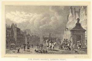 The Grass Market, olhando para o Oeste (gravura) de Thomas Hosmer (after) Shepherd