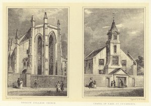 Igreja do Colégio da Trindade; Capela da Facilidade, St Cuthberts (gravura) de Thomas Hosmer (after) Shepherd