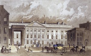 Uma gravura contemporânea da nova Casa da Moeda Real, c.1830 (gravura colorida à mão) de Thomas Hosmer Shepherd