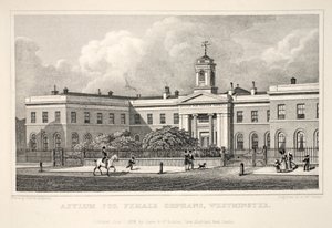 Asylum for Female Orphans, de Westminster, do pub "London and its Environs in the 19th Century". Jones und Co., 1827-1829 de Thomas Hosmer Shepherd