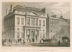 Leilão, mart, st, bartholomew&39;s, pista, londres de Thomas Hosmer Shepherd