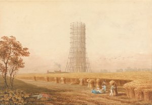 Coluna Bonaparte em Scafolding em Boulogne, França, com Ceifeiras num Campo de Thomas Hosmer Shepherd