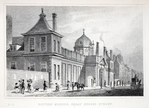 Museu Britânico, Great Russell Street, do pub "London and its Environs in the 19th Century". Jones und Co., 1827-1829 de Thomas Hosmer Shepherd