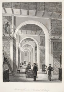 Museu Britânico, a Biblioteca Adicional, do pub "London Interiors with Costumes and Ceremonies". Joseph Mead, Londres, c.1843 (gravura em aço) de Thomas Hosmer Shepherd