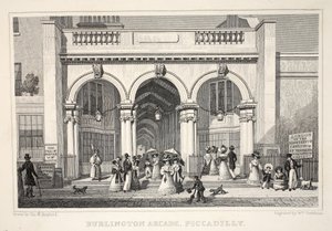 Burlington Arcade, Piccadilly, do pub "London and its Environs in the 19th Century". Jones und Co., 1827-1829 de Thomas Hosmer Shepherd