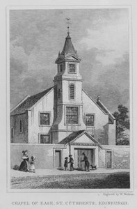 Capela de Ease, St Cuthberts, Edimburgo (gravura) de Thomas Hosmer Shepherd