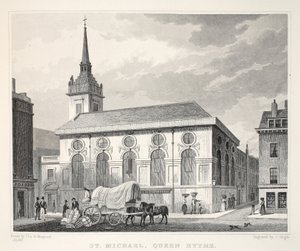 Igreja de São Miguel, Queenhithe, do bar &39;London and its Environs in the 19th century&39;. Jones und Co., 1827-1829 de Thomas Hosmer Shepherd
