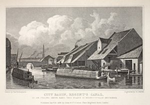 City Basin, Regent&39;s Canal, do pub "London and its Environs in the 19th Century". Jones und Co., 1827-1829 de Thomas Hosmer Shepherd