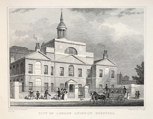 Cidade de Londres deitada no hospital, do pub "Londres e seus arredores no século XIX". Jones und Co., 1827-1829 de Thomas Hosmer Shepherd
