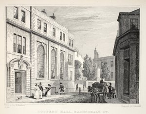 Salão de Cooper, Basinghall Street, de Londres e é Environs no pub do século XIX. Jones und Co., 1827-1829 de Thomas Hosmer Shepherd