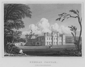 Castelo de Dundas, Linlithgowshire (gravura) de Thomas Hosmer Shepherd
