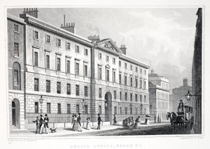 Escritório de Impostos, Broad Street, do pub "London and its Environs in the 19th Century". Jones und Co., 1827-1829 de Thomas Hosmer Shepherd
