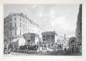 Fleet Street, de Holborn Bridge, do pub "London and its Environs in the 19th Century". Jones und Co., 1827-1829 de Thomas Hosmer Shepherd