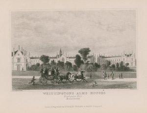 Vista geral das casas de esmolas de Whittington de Thomas Hosmer Shepherd