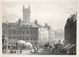 Ponte Holborn, Igreja de Santo André, etc., do pub "Londres e seus arredores no século XIX". Jones und Co., 1827-1829 de Thomas Hosmer Shepherd