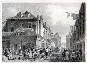 Mercado de Hungerford, Strand, gravado por Thomas Barber, 1830 de Thomas Hosmer Shepherd