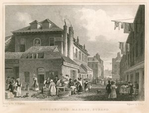 Hungerford Market, perto de edifícios de York, The Strand, Londres de Thomas Hosmer Shepherd