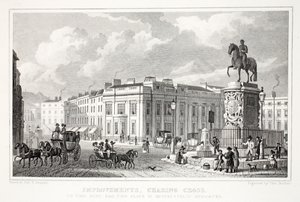 Melhorias, Charing Cross, do pub "London and its Environs in the 19th Century". Jones und Co., 1827-1829 de Thomas Hosmer Shepherd