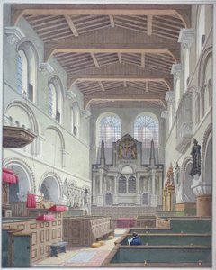 Vista interior da Igreja de São Bartolomeu-o-Grande, Smithfield, Cidade de Londres, 1821. de Thomas Hosmer Shepherd
