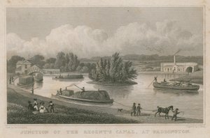 Junção do Canal do Regente, Paddington, Londres (gravura) de Thomas Hosmer Shepherd